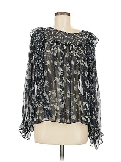 Pre-owned Lucky Brand Long Sleeve Blouse In Black