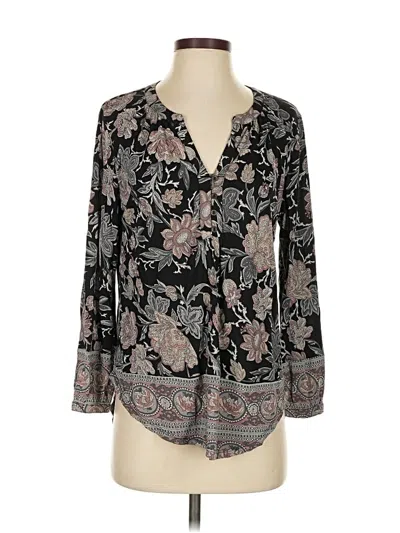 Pre-owned Lucky Brand Long Sleeve Blouse In Black