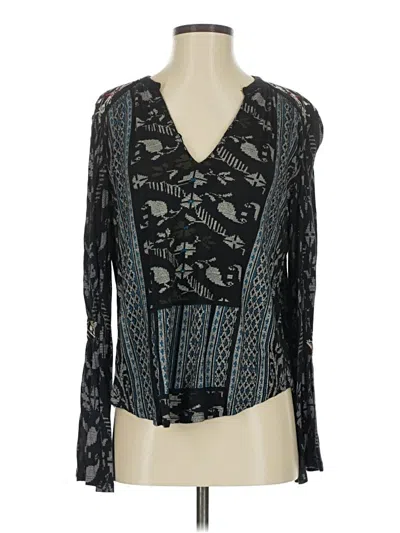 Pre-owned Lucky Brand Long Sleeve Blouse In Black