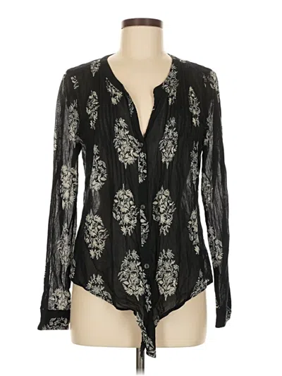 Pre-owned Lucky Brand Long Sleeve Blouse In Black