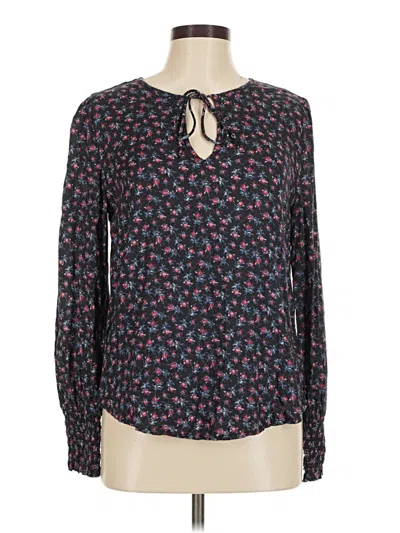 Pre-owned Lucky Brand Long Sleeve Blouse In Black