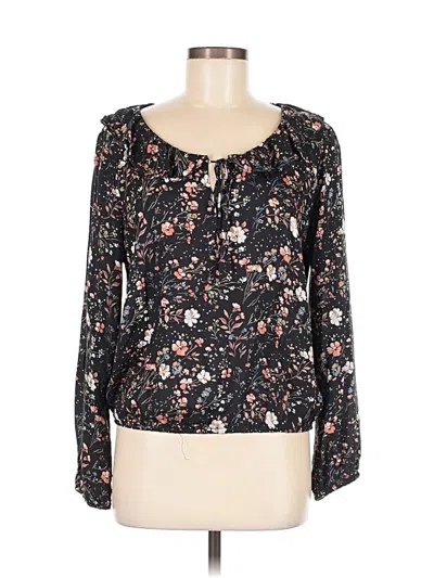 Pre-owned Lucky Brand Long Sleeve Blouse In Black