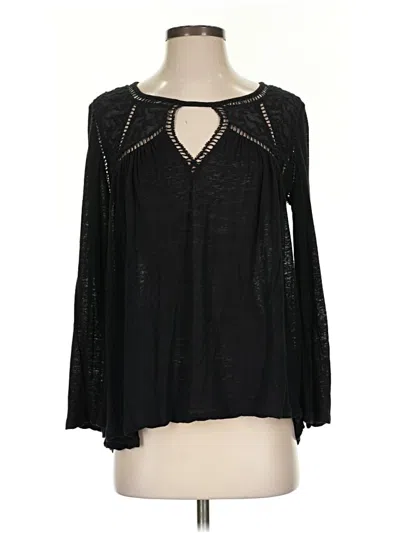 Pre-owned Lucky Brand Long Sleeve Blouse In Black