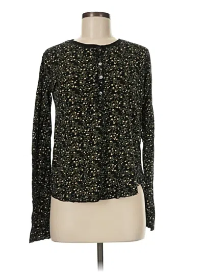 Pre-owned Lucky Brand Long Sleeve Blouse In Black