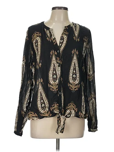 Pre-owned Lucky Brand Long Sleeve Blouse In Black