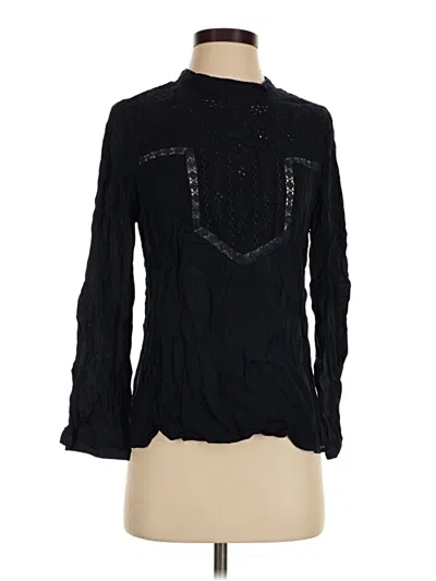 Pre-owned Lucky Brand Long Sleeve Blouse In Black