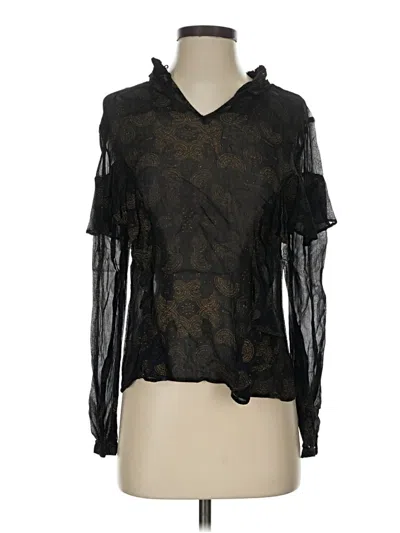 Pre-owned Lucky Brand Long Sleeve Blouse In Black