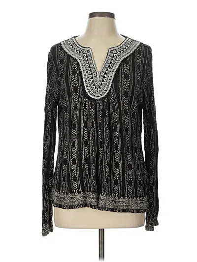 Pre-owned Lucky Brand Long Sleeve Blouse In Black