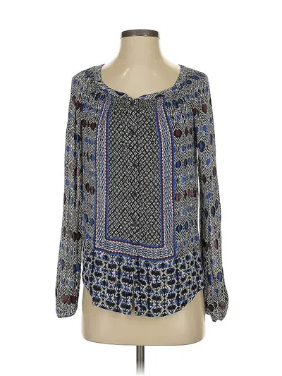 Pre-owned Lucky Brand Long Sleeve Blouse In Blue