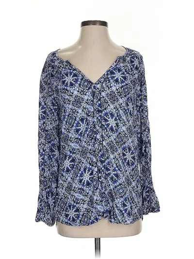 Pre-owned Lucky Brand Long Sleeve Blouse In Blue