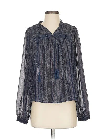 Pre-owned Lucky Brand Long Sleeve Blouse In Blue