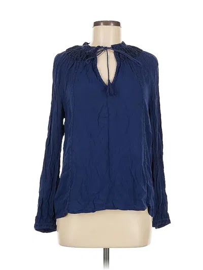 Pre-owned Lucky Brand Long Sleeve Blouse In Blue