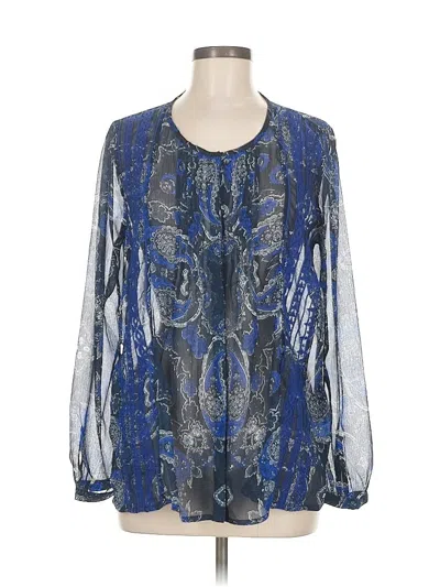 Pre-owned Lucky Brand Long Sleeve Blouse In Blue