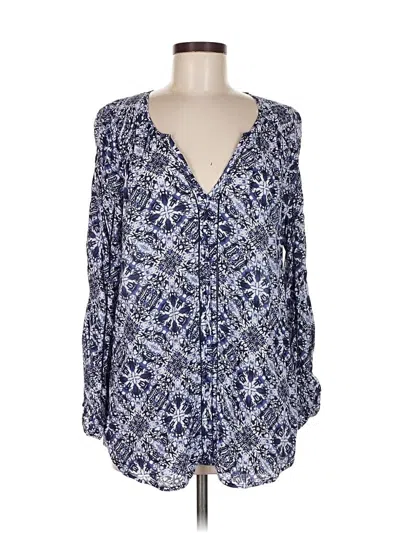 Pre-owned Lucky Brand Long Sleeve Blouse In Blue