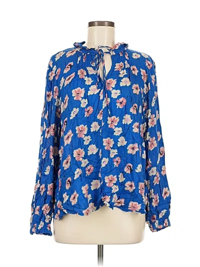 Pre-owned Lucky Brand Long Sleeve Blouse In Blue