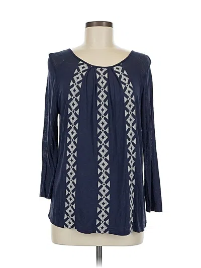Pre-owned Lucky Brand Long Sleeve Blouse In Blue