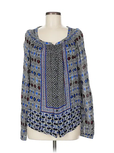 Pre-owned Lucky Brand Long Sleeve Blouse In Blue