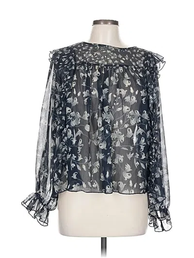 Pre-owned Lucky Brand Long Sleeve Blouse In Blue