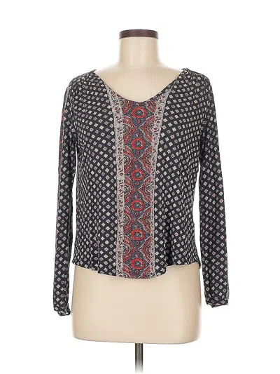 Pre-owned Lucky Brand Long Sleeve Blouse In Blue