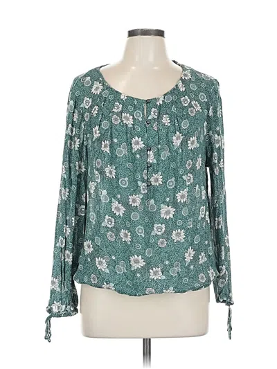 Pre-owned Lucky Brand Long Sleeve Blouse In Blue