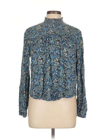 Pre-owned Lucky Brand Long Sleeve Blouse In Blue