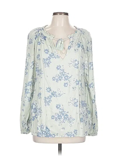 Pre-owned Lucky Brand Long Sleeve Blouse In Blue