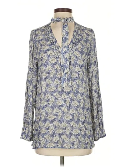 Pre-owned Lucky Brand Long Sleeve Blouse In Blue
