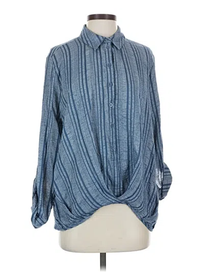 Pre-owned Lucky Brand Long Sleeve Blouse In Blue