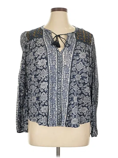 Pre-owned Lucky Brand Long Sleeve Blouse In Blue