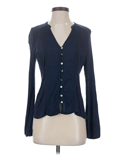 Pre-owned Lucky Brand Long Sleeve Blouse In Blue