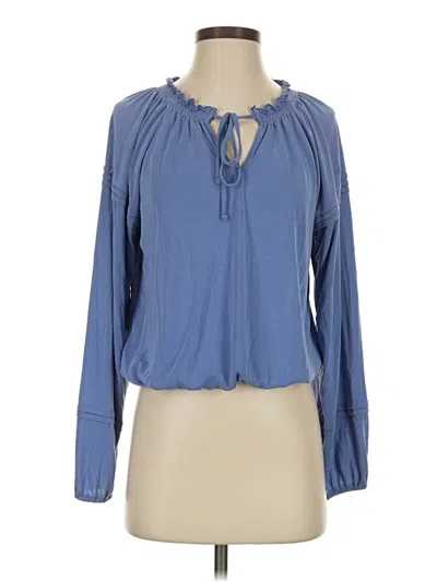Pre-owned Lucky Brand Long Sleeve Blouse In Blue
