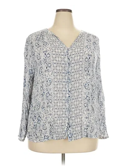 Pre-owned Lucky Brand Long Sleeve Blouse In Blue