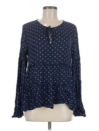Pre-owned Lucky Brand Long Sleeve Blouse In Blue