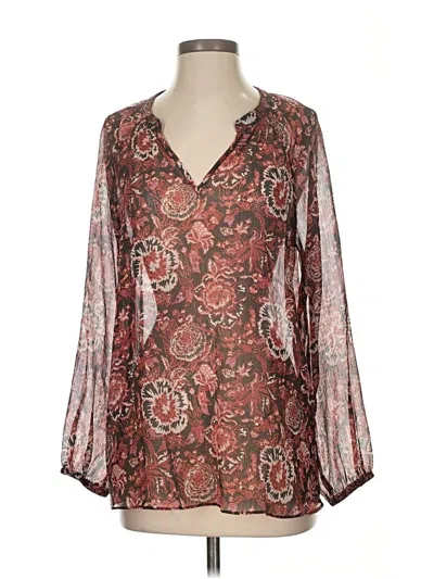Pre-owned Lucky Brand Long Sleeve Blouse In Brown