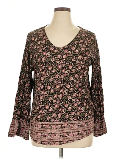 Pre-owned Lucky Brand Long Sleeve Blouse In Brown