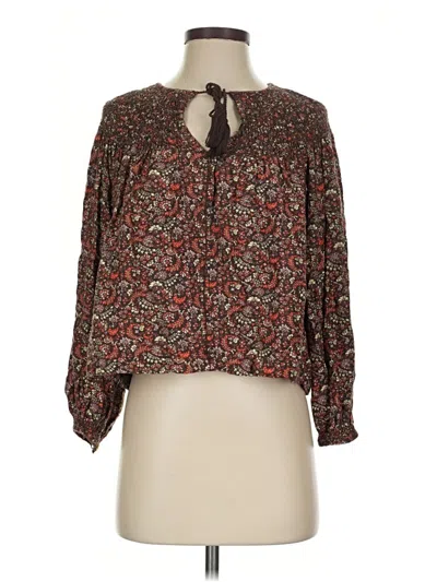 Pre-owned Lucky Brand Long Sleeve Blouse In Brown