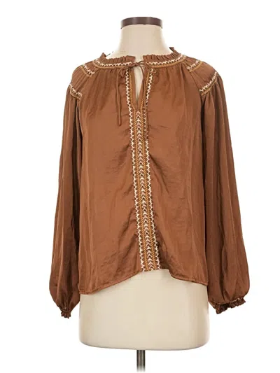 Pre-owned Lucky Brand Long Sleeve Blouse In Brown