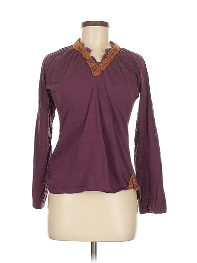 Pre-owned Lucky Brand Long Sleeve Blouse In Burgundy