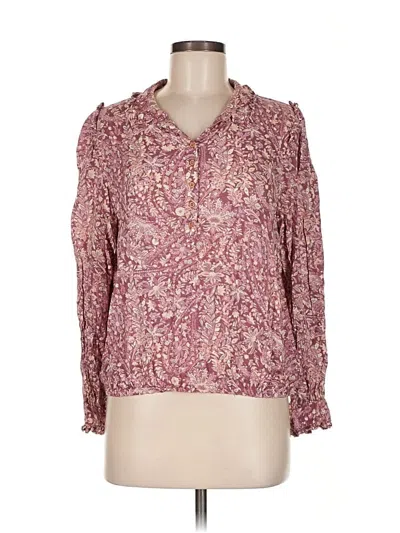 Pre-owned Lucky Brand Long Sleeve Blouse In Burgundy