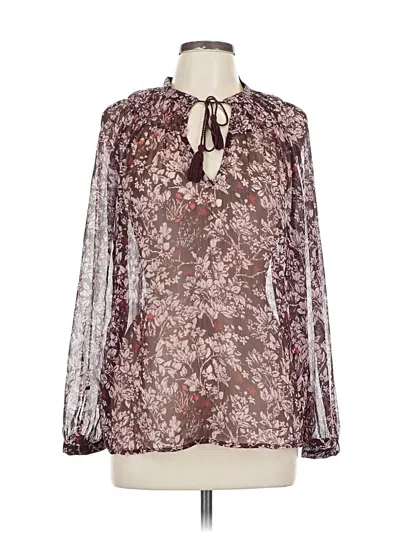 Pre-owned Lucky Brand Long Sleeve Blouse In Burgundy
