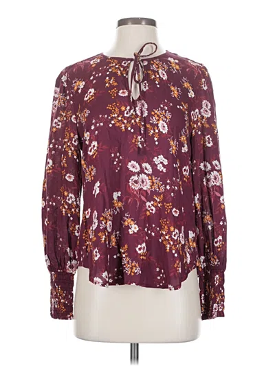 Pre-owned Lucky Brand Long Sleeve Blouse In Burgundy