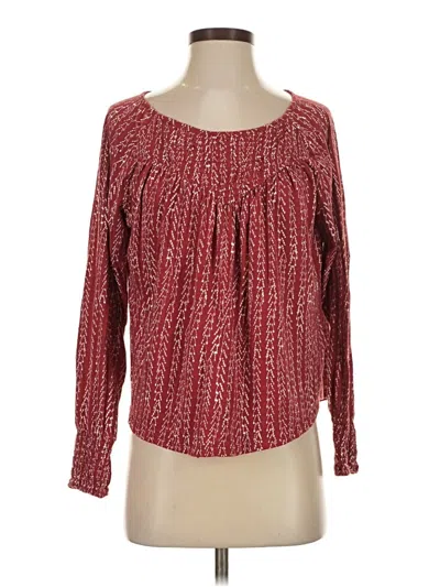 Pre-owned Lucky Brand Long Sleeve Blouse In Burgundy