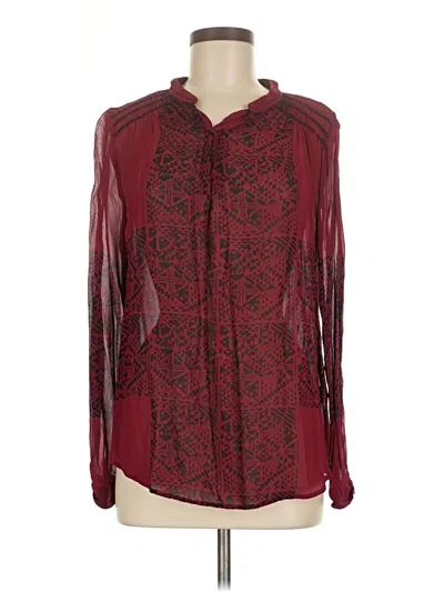 Pre-owned Lucky Brand Long Sleeve Blouse In Burgundy