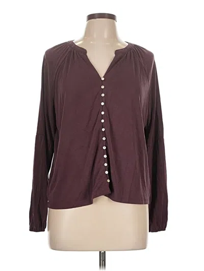 Pre-owned Lucky Brand Long Sleeve Blouse In Burgundy