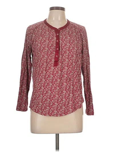Pre-owned Lucky Brand Long Sleeve Blouse In Burgundy