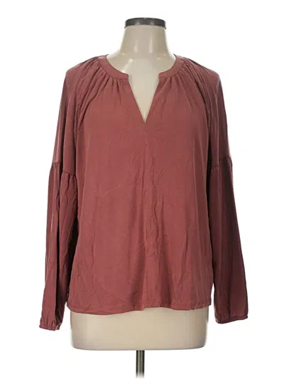 Lucky Brand Long Sleeve Blouse In Burgundy
