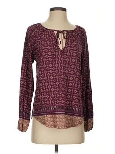 Pre-owned Lucky Brand Long Sleeve Blouse In Burgundy