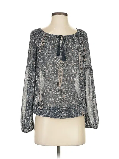 Pre-owned Lucky Brand Long Sleeve Blouse In Gray