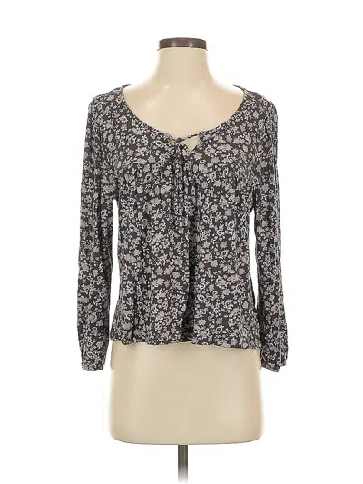 Pre-owned Lucky Brand Long Sleeve Blouse In Gray