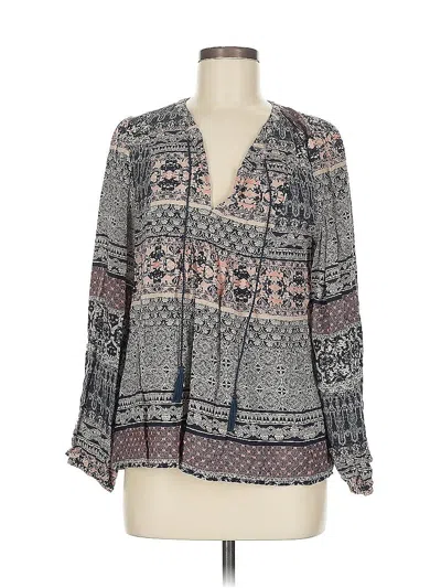 Pre-owned Lucky Brand Long Sleeve Blouse In Gray